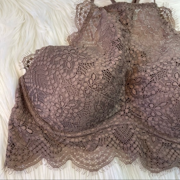 Pink Victoria’s Secret Lace High Neck Push-up Bralette small - Picture 2 of 13